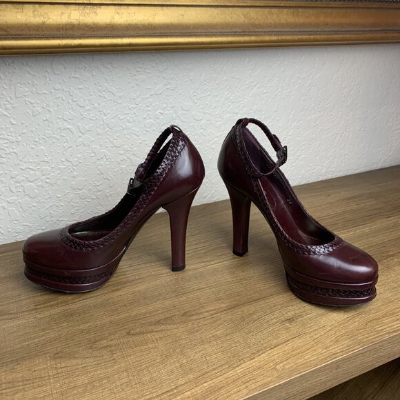 Stephane Kelian Red Platform Pumps Heels Ankle Straps - Picture 5 of 10